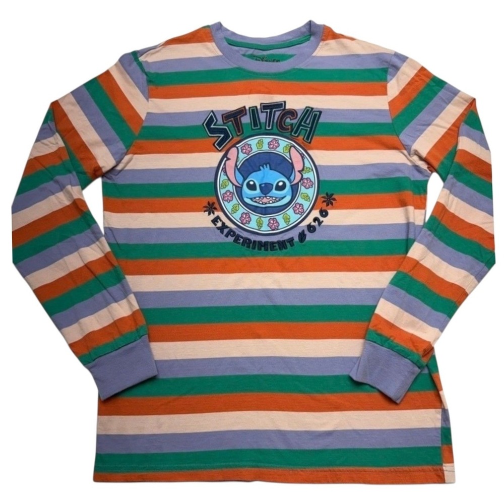 Disney Stitch Experiment 626 Long Sleeve Striped Graphic Shirt Men's Medium‎